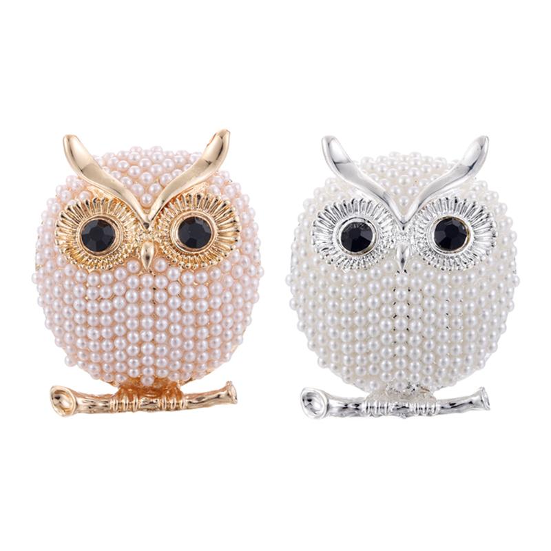 Fashionable Owl Brooch with Pearl Accents (In Stock)