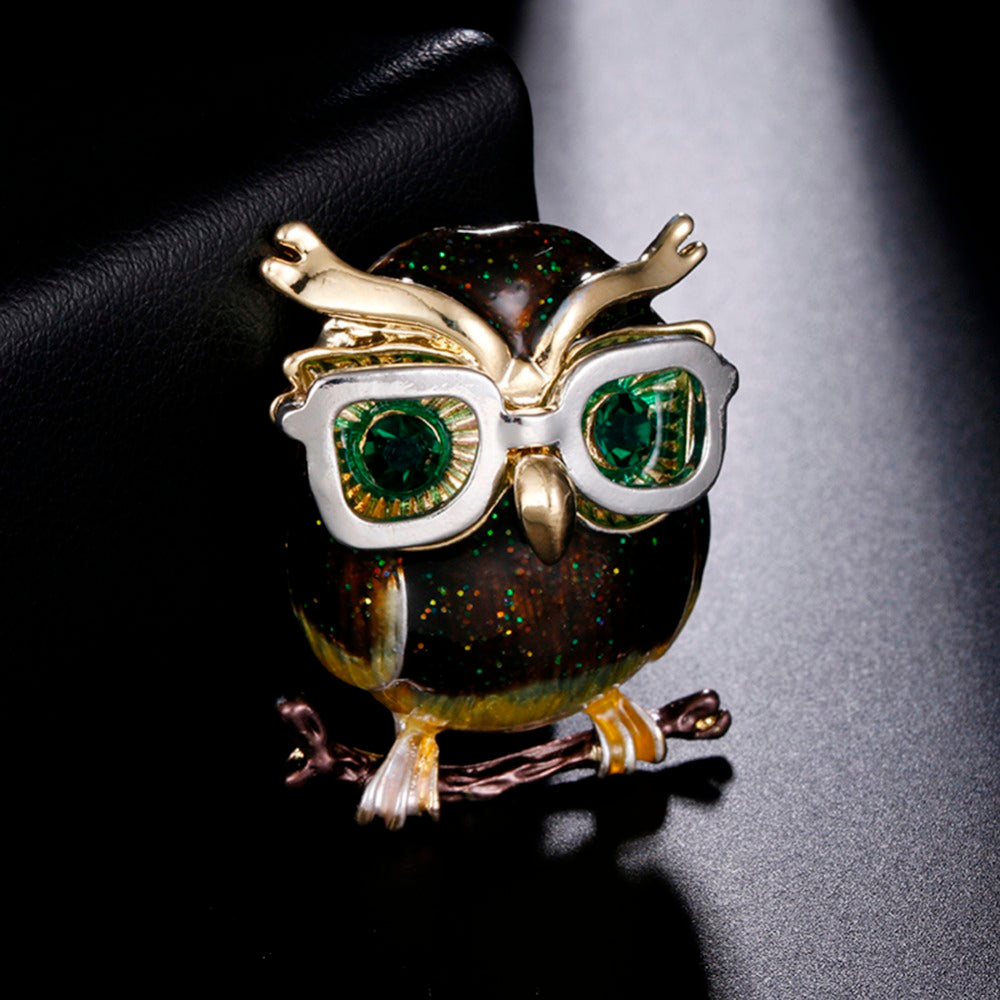 Fashionable Owl Brooch with Pearl Accents (In Stock)
