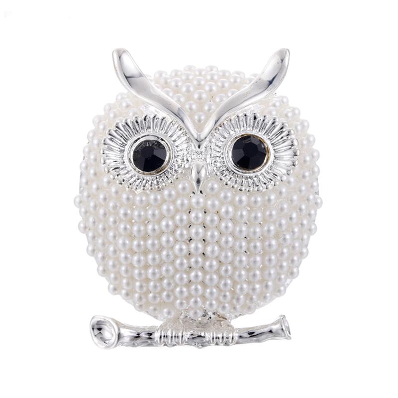 Fashionable Owl Brooch with Pearl Accents (In Stock)